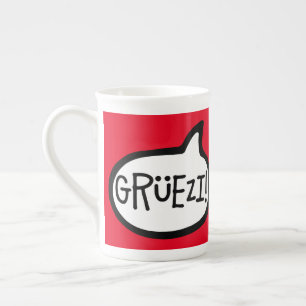 Grüezi! Hallo in Schweizer Deutsch, Schwiizerdütsc Porzellantasse