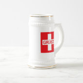 Gruezi Switzerland Flag Bierglas (VorderseiteRechts)