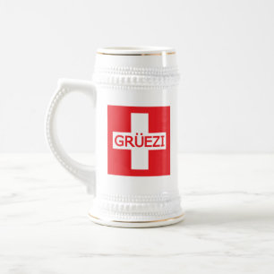 Gruezi Switzerland Flag Bierglas
