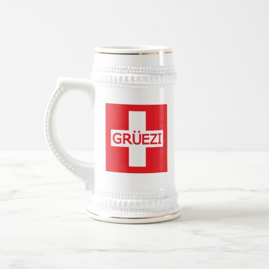 Gruezi Switzerland Flag Bierglas (Links)