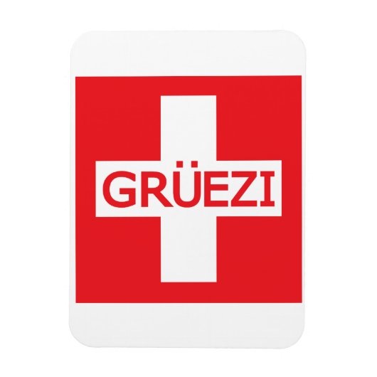 Gruezi Switzerland Flag Magnet (Vertikal)
