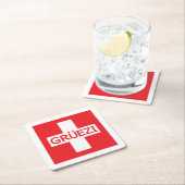 Gruezi Switzerland Flag Rechteckiger Pappuntersetzer (Vor Ort)