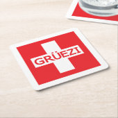 Gruezi Switzerland Flag Rechteckiger Pappuntersetzer (angewinkelt)