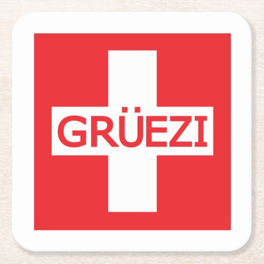 Gruezi Switzerland Flag Rechteckiger Pappuntersetzer (Vorderseite)