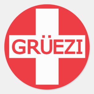 Gruezi Switzerland Flag Runder Aufkleber