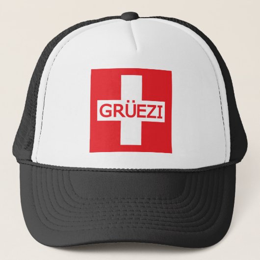 Gruezi Switzerland Flag Truckerkappe (Vorderseite)