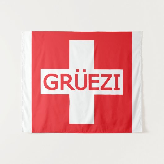Gruezi Switzerland Flag Wandteppich (Vorderseite (Horizontal))