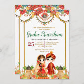 Gruha Pravesh Indian Vastu Puja Housewarnung Einladung (Vorne/Hinten)