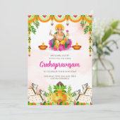 Gruhapravesam lädt indische Häuserwärmung ein Einladung (Stehend Vorderseite)