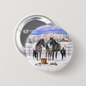 Grulla Gray Appaloosa Pferde auf einem schneebedec Button (Vorne & Hinten)