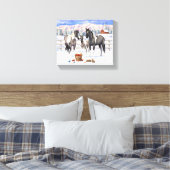 Grulla Pinto Gray Paint Horses on Winter Farm Leinwanddruck (Insitu (Schlafzimmer))