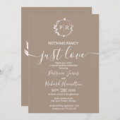 Grullo Monogram Calligrafy Foto Wedding Einladung (Vorne/Hinten)
