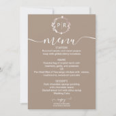 Grullo Monogram Foto Wedding Menu Card Einladung (Vorderseite)