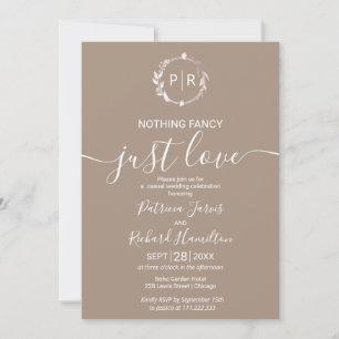 Grullo Monogramm Kalligrafie Foto Hochzeit Einladung