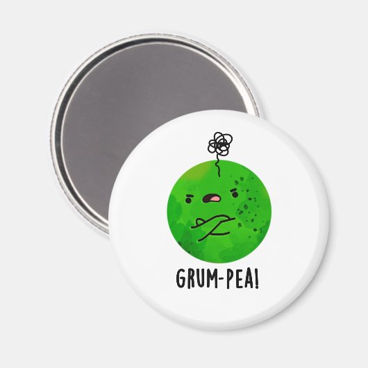 Grum-pea Funny Grumpy Pea Veggie Pun Magnet (Vorderseite/Rückseite)