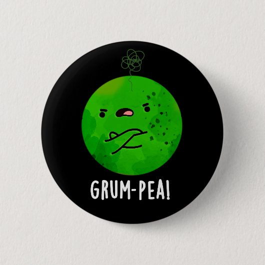 Grum-pea Funny Veggie Pun Dark BG Button (Vorderseite)