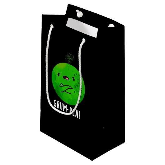 Grum-pea Funny Veggie Pun Dark BG Kleine Geschenktüte (Vorderseite Schrägansicht)