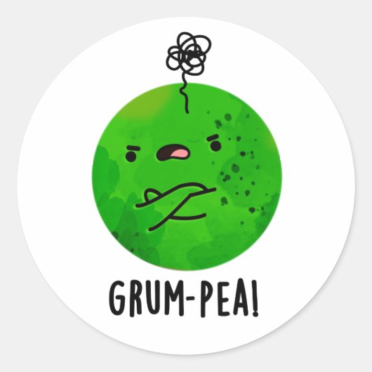 Grum-pea Funny Veggie Pun Runder Aufkleber (Vorderseite)