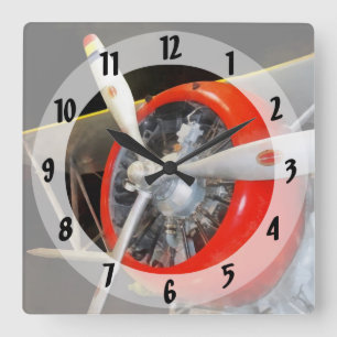 Grumman F3F-2 Doppeldecker Quadratische Wanduhr