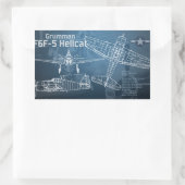 Grumman F6F Hellcat Blueprint Rechteckiger Aufkleber (Tasche)