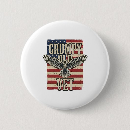 Grummeliger Alter Veteranen Patriotischer Adler Fl Button (Vorderseite)