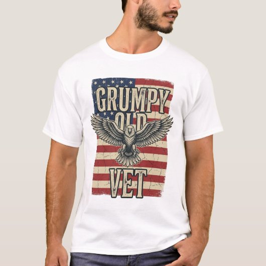 Grummeliger Alter Veteranen Patriotischer Adler Fl T-Shirt (Vorderseite)