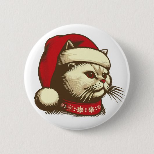Grump Christmas Cat Button (Vorderseite)