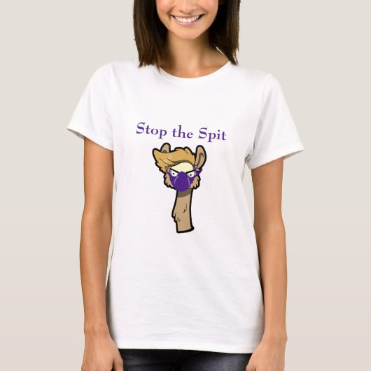 Grump Llama "Stopp the Spit" T - Shirt der Frauen (Vorderseite)