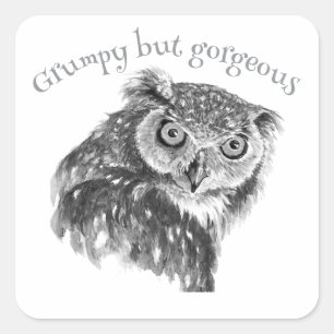 Grump Minimalistische Aquarellfarben Print Art Lie Quadratischer Aufkleber