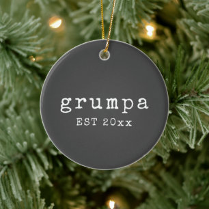 Grumpa   Funny Grumpy Grandpa in Schwarz und Weiß Keramik Ornament