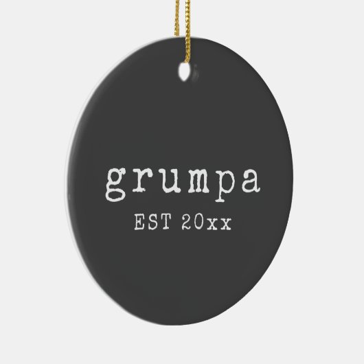 Grumpa | Funny Grumpy Grandpa in Schwarz und Weiß Keramik Ornament (Rechts)