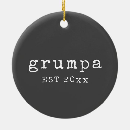 Grumpa | Funny Grumpy Grandpa in Schwarz und Weiß Keramik Ornament (Hinten)
