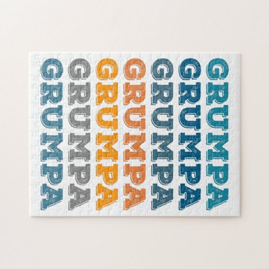 Grumpa | Funny Grumpy Grandpa Retro Text Design Puzzle (Horizontal)