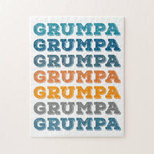 Grumpa   Funny Grumpy Grandpa Retro Text Design  Puzzle
