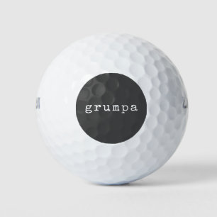 Grumpa Lustiger mürrischer Opa in Schwarz-Weiß Golfball