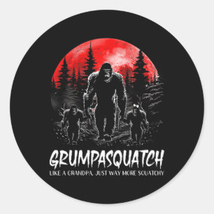 Grumpa Squatch Funny Bigfoot Vater Sasquatch Yeti Runder Aufkleber