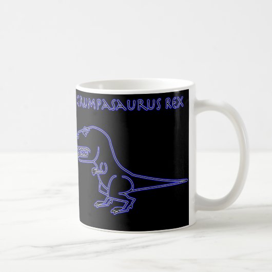 Grumpasaurus Rex blaue NeonTasse Kaffeetasse (Rechts)