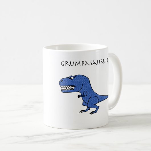 Grumpasaurus Rex blaue strukturierte Tasse (VorderseiteRechts)