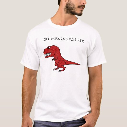 Grumpasaurus Rex Rot gemasert T-Shirt (Vorderseite)