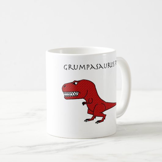 Grumpasaurus Rex rote strukturierte Tasse (VorderseiteRechts)