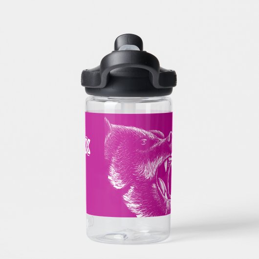 Grumpierbären Neon Pink & White Individuelle Name Trinkflasche (Rückseite)