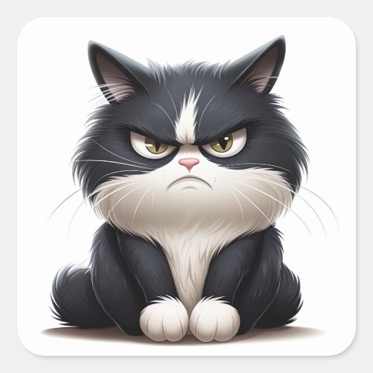 Grumpierkatze Quadratischer Aufkleber (Vorderseite)