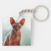 Grumpige, haarlose Sphynxkatze Schlüsselanhänger (Rückseite)