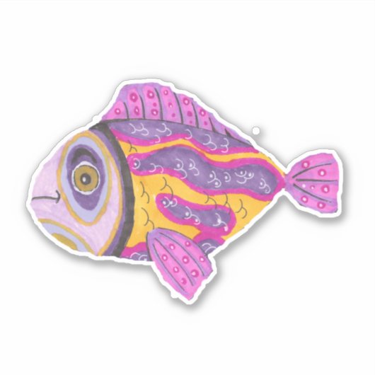 Grumpiger farbiger Fisch Aufkleber (Vorderseite)