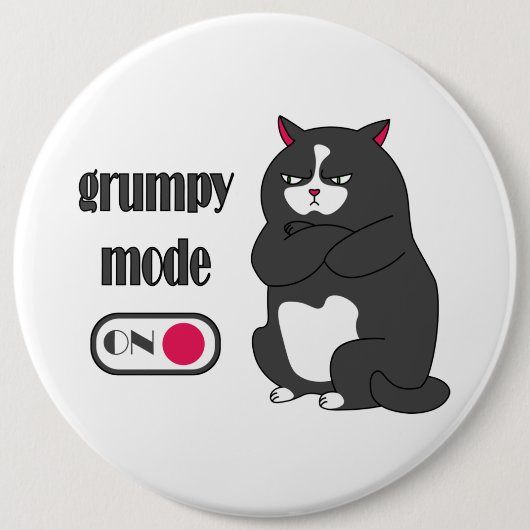Grumpiger Modus bei lustiger, dicker Katze Button (Vorderseite)
