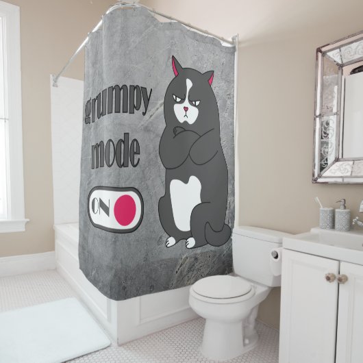 Grumpiger Modus bei lustiger, dicker Katze Duschvorhang (Beispiel)