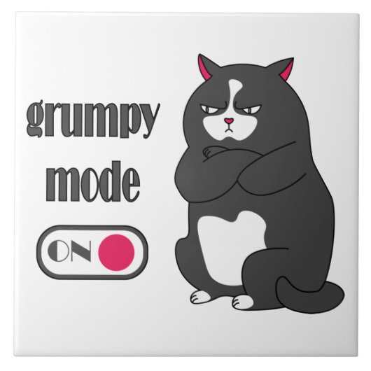 Grumpiger Modus bei lustiger, dicker Katze Fliese (Vorderseite)