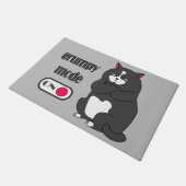 Grumpiger Modus bei lustiger, dicker Katze Fußmatte (Schrägansicht)