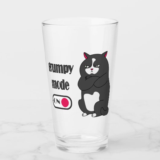 Grumpiger Modus bei lustiger, dicker Katze Glas (Vorderseite)