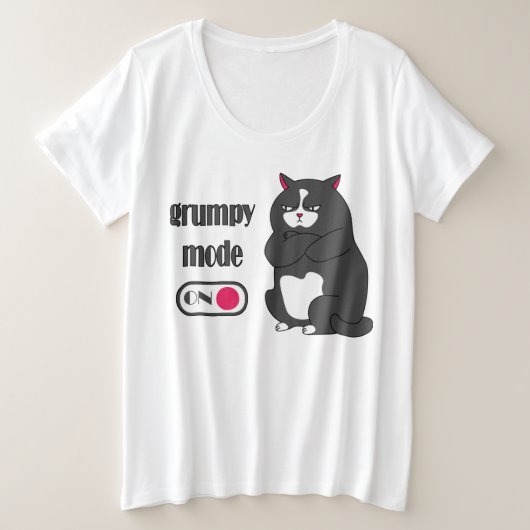 Grumpiger Modus bei lustiger, dicker Katze Große Größe T-Shirt (Design vorne)